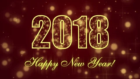 Happy New Year 2018 with glowing particles on the dark red background Stock Footage 83810017