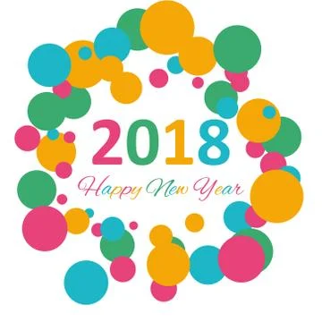 Happy New Year 2018 multicolor background for your greetings card illustration Stock Illustration