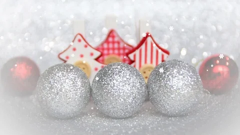 Happy New Year 2018 Text and Countdown , Christmas trees and ornaments Stock Footage 82628129