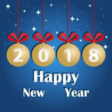 Happy New Year 2018 text design. Vector 2018 Happy New Year and christmas e.. Stock Illustration
