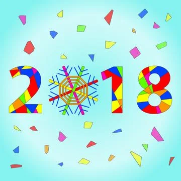Happy New Year 2018 text design. Vector 2018 Happy New Year and christmas e.. Stock Illustration