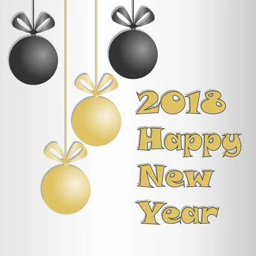 Happy New Year 2018 text design. Vector 2018 Happy New Year and christmas e.. Stock Illustration