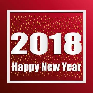 Happy New Year 2018 text design. Vector 2018 Happy New Year and christmas e.. Stock Illustration