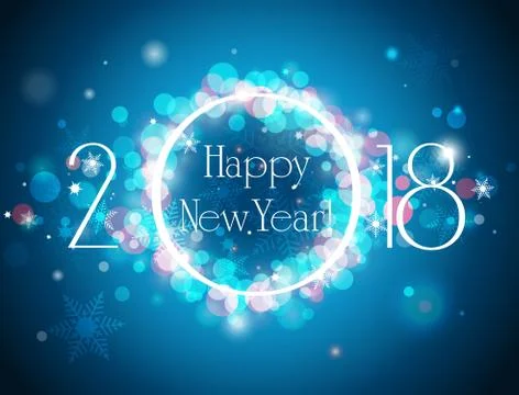 Happy New Year 2018 vector blue background Stock Illustration