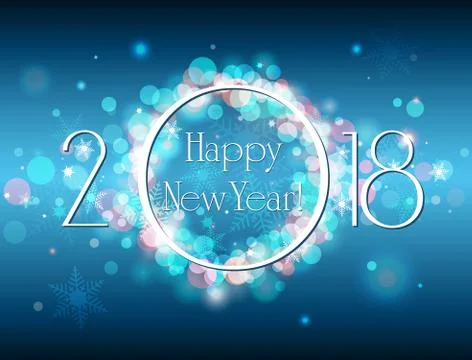 Happy New Year 2018 vector blue background Stock Illustration