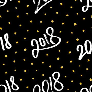 Happy New Year 2018. Vector seamless pattern Stock Illustration