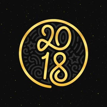 Happy New Year 2018 vector greeting card design Stock Illustration