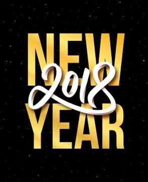Happy New Year 2018 vector greeting card design Stock Illustration