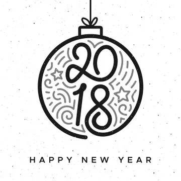 Happy New Year 2018 vector greeting card design Stock Illustration