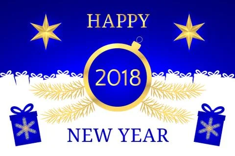 Happy New Year 2018. Vector Banner Stock Illustration