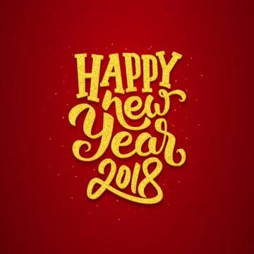 Happy New Year 2018 vector greeting card design Stock Illustration