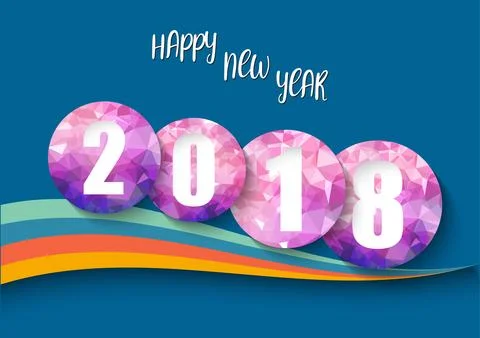 Happy new year 2018 vector background. Polygon number text on background Stock Illustration