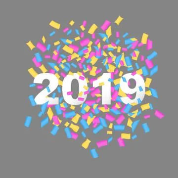Happy New Year 2019 background decoration. Greeting card design template 2019 Stock Illustration