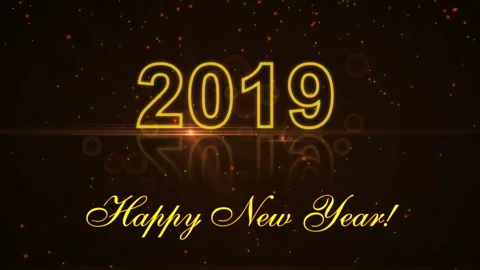Happy New Year 2019 with glowing particles on the dark background Stock Footage 94315083