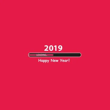 Happy new year 2019 with progress bar. Vector Stock Illustration