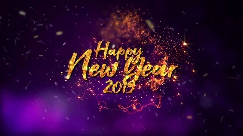 Happy New Year 2019 Text Revealed by Magic Particles Motion Graphics 4K Stock Footage 95969989