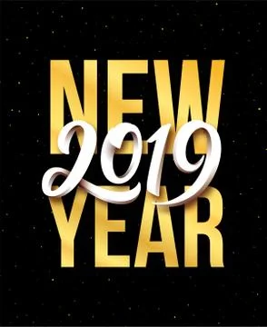 Happy New Year 2019 vector greeting card design Stock Illustration