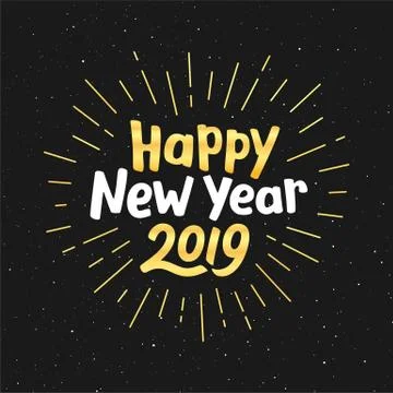 Happy New Year 2019 vector greeting card design Stock Illustration