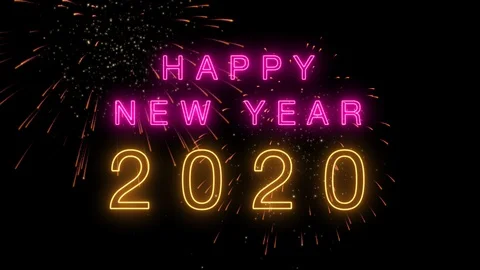 Happy New Year 2020 Countdown Futuristic Light Glowing  Firework Celebration Stock Footage 121433881