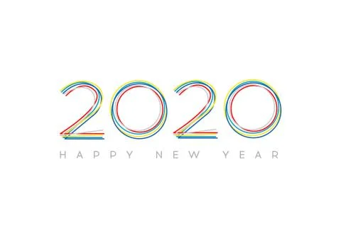 Happy New Year 2020. Vector New Year illustration. Brochure design template,  Stock Illustration