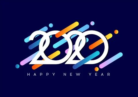 Happy New Year 2020. Vector Bright New Year illustration. Brochure design tem Stock Illustration
