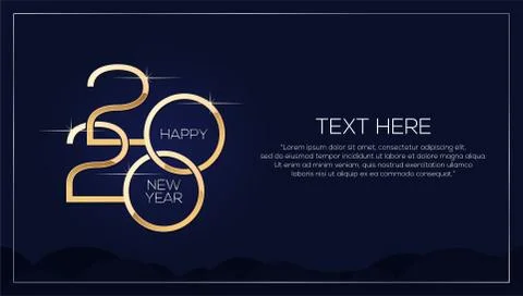 Happy new year 2020 vector, minimalistic template with gold text Stock Illustration