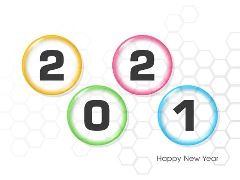 Happy new year 2021 Text Design vector. Stock Illustration