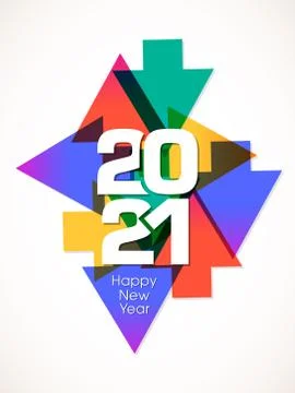 Happy new year 2021 Text Design vector. Stock Illustration
