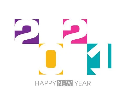 Happy new year 2021 Text Design vector. Stock Illustration
