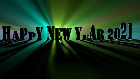 Happy new year 2021 Theme, 3D Text along with Multicolor illuminating lights Illustrazione stock