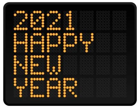 Happy new year 2021 vector illustration. Led digital alphabet Style Text with Illustrazione stock