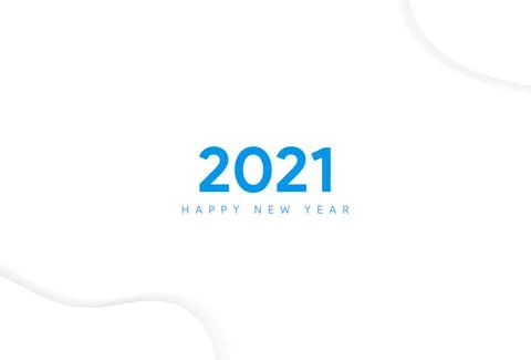 Happy new year 2021 white background shadow effect with text blue minimalist Stock Illustration