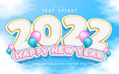 Happy new year 2022 editable text effect Stock Illustration