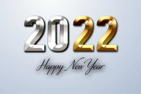 Happy new year 2022 text design. Greeting illustration with golden numbers. H Stock Illustration