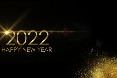 Happy new year 2022 text design. Greeting illustration with golden numbers. H Stock Illustration