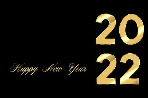 Happy new year 2022 text design. Greeting illustration with golden numbers. H Stock Illustration