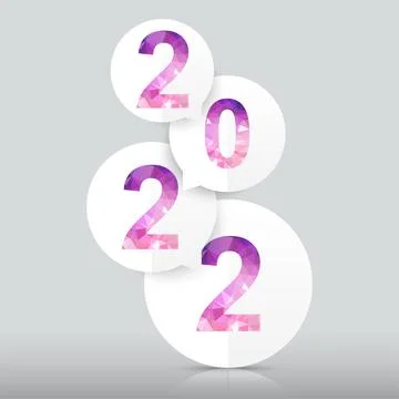 Happy new year 2022 vector background. Polygon number text on paper bubble. Stock Illustration