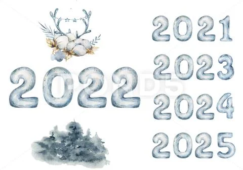 Happy New Year 2022, The year of blue numbers 2023,2024 and 2025 ...