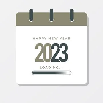 Happy new year 2023 loading with calender illustration on isolated background Illustrazione stock