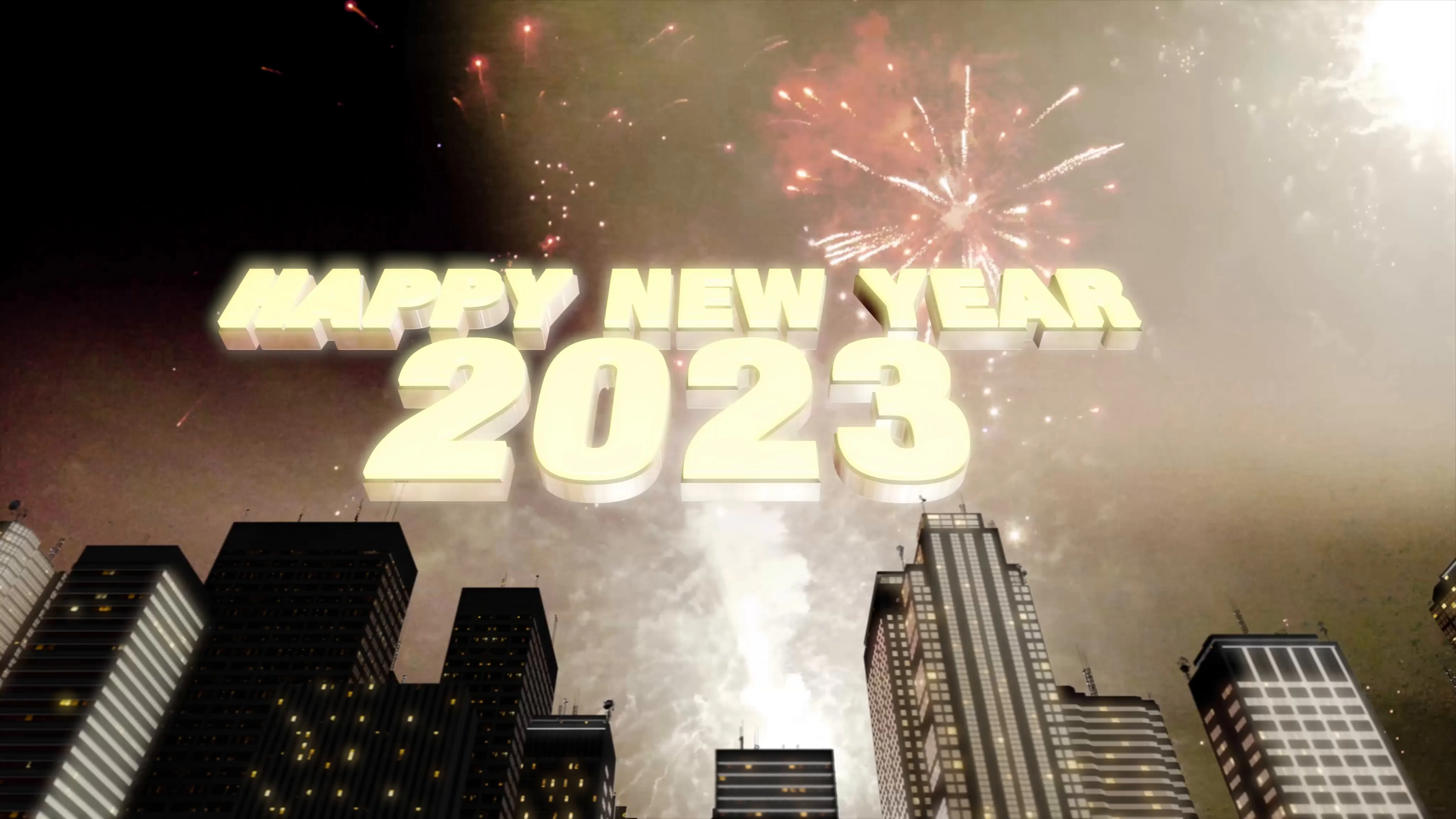 Happy New Year 2023 Skyline Loop 4K | Stock Video | Pond5