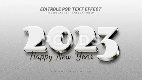 Happy new year 2023 text effect white 3d style PSD Template