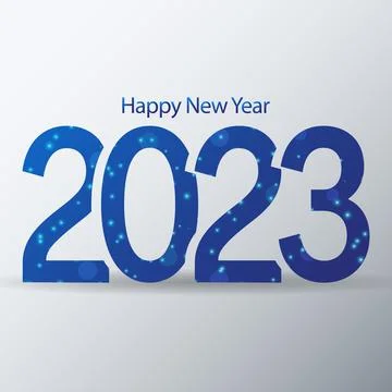 Happy New year 2023 vector template with blue number with sparkling particles Illustrazione stock