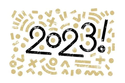 Happy new year 2023 vector flat geometric minimalistic vector card. Bright .. Stock Illustration