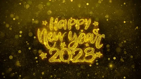 Happy New Year 2023 Wish Text on Golden ... | Stock Video | Pond5