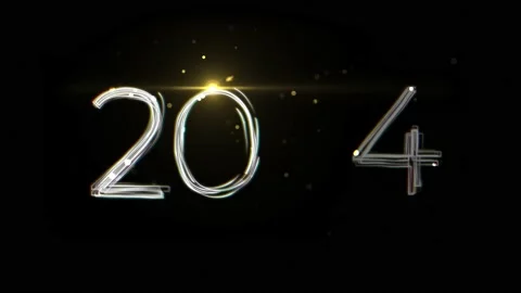 Happy New Year 2024 Animation. Glowing 2024 Number With Fireworks. 4K Stock Footage 190636719