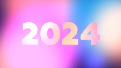 Happy New Year 2024. Bold numbers 2, 0, 4 on abstract light pink lights Stock Footage 258786457