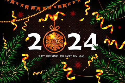 HAPPY NEW YEAR 2024 card vector Stock Illustration