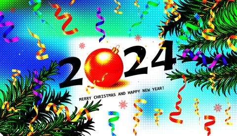 HAPPY NEW YEAR 2024 card vector Stock Illustration