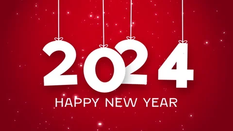 Happy New Year 2024 string red background . Stock Footage 247038046