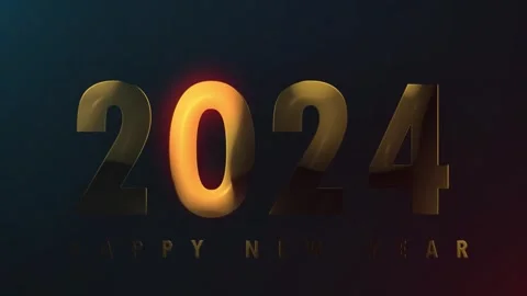 Happy New year 2024 text golden effect animation on  Festive concept 4k. Video stock 257390688